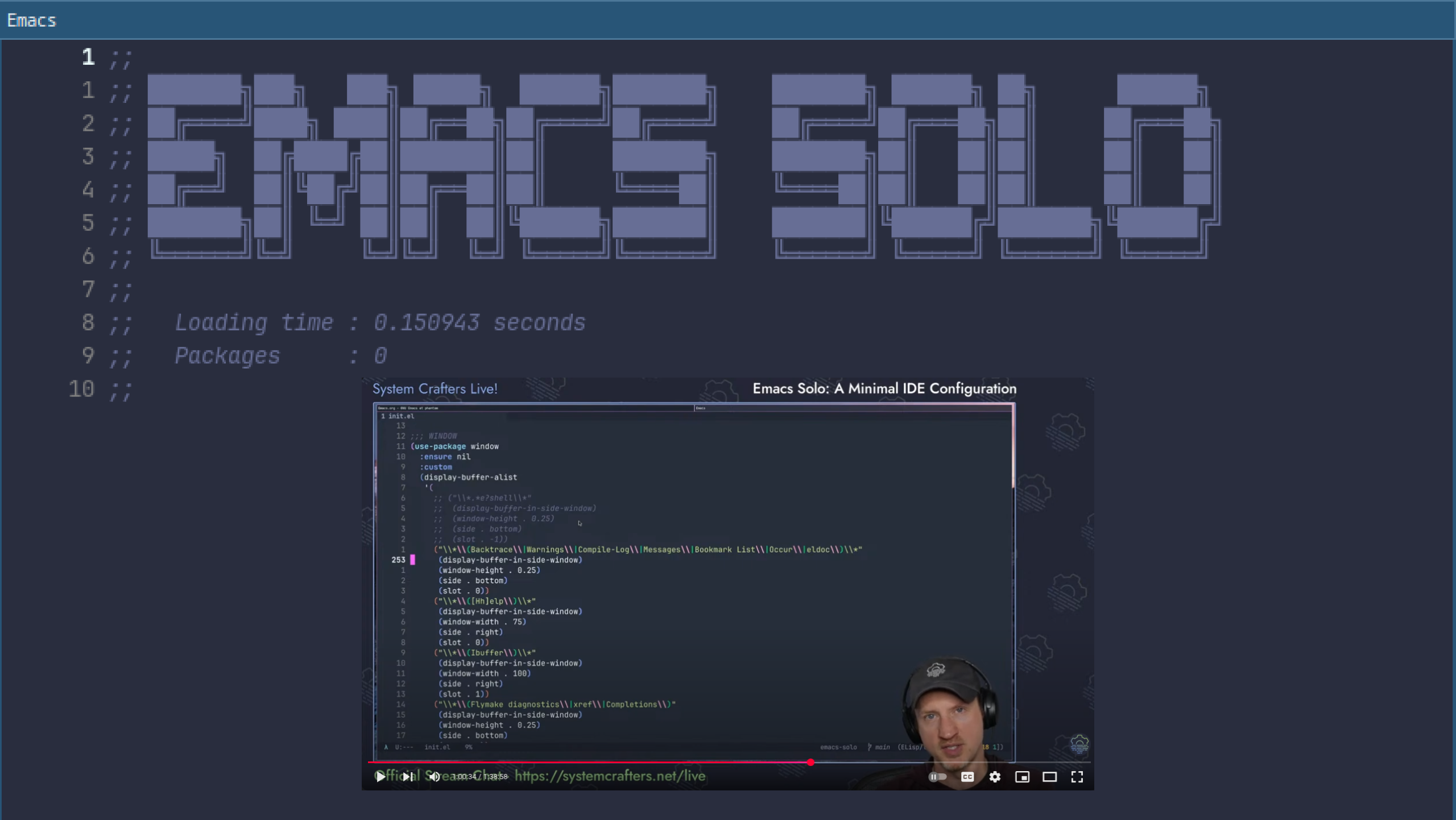 Cover Image for Emacs Solo: A Surprise System Crafters Live Demo